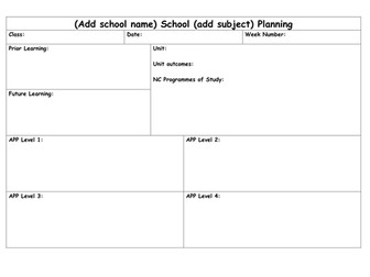 Planning Templates for English and Maths