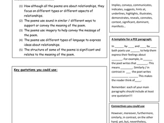 A writing frame for comparing poems