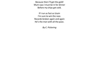 Olympic poem with alternate rhyming structure