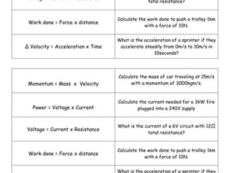 P2 Equations card sort