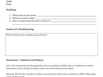 Capercaillie - Worksheet