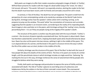 Exemplar comparative essay on conflict poetry