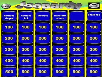 Mathematics Jeopardy Games Topic IGCSE Matrices