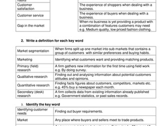 Unit 1.1 Key word test & answers