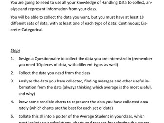 Average Student Project -Lesson Plan/Teacher Notes