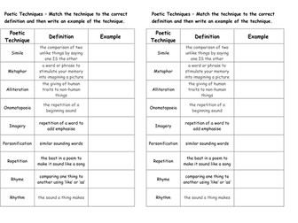 Poetic Techniques Mix and Match