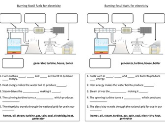Power stations & fossil fuels - worksheet