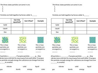 Particle theory - student worksheets