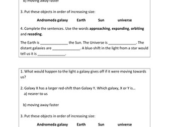 AQA GCSE Physics P1 red shift and the Big Bang