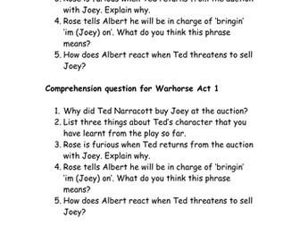 A scheme based on War Horse (play not novel)