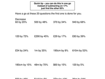 Percentages level 5 to 7