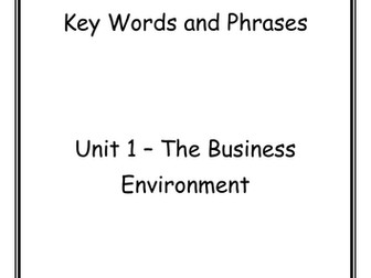 Key Words for BTEC Level 3 Unit 1