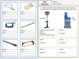 Tools home work sheet