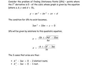 Stationary Points of Cubic Functions