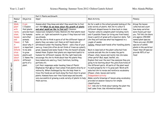 Year 3 Science Plans - Plants and Sun/Shadows