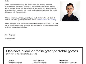 Spelling List Game – Buried Letters