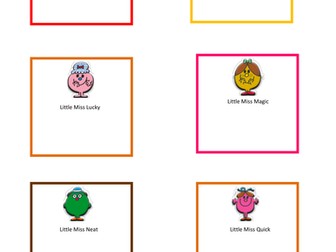 Little Miss & Mr Men coat peg labels