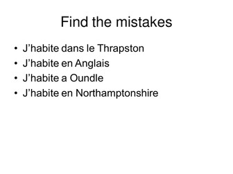 Describing where you live.