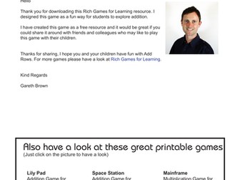 Addition Game – Add Rows