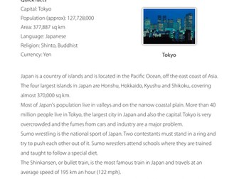 Facts about Japan - Comprehension