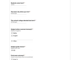 Sample feedback form for private tutors
