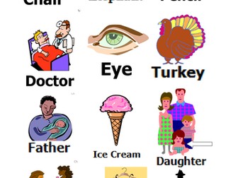 Adjective, noun, verb, adverb picture flashcards