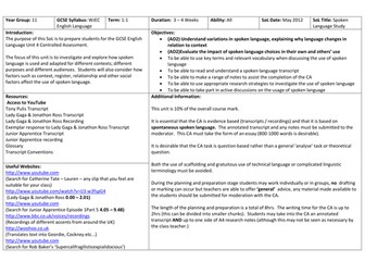 Spoken Language Study - WJEC (using the JR Apprent