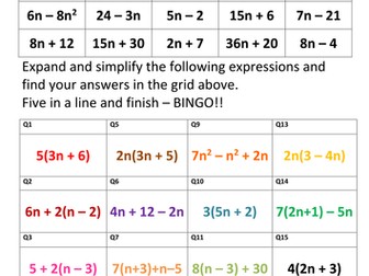 BINGO Practice Expand Simplify