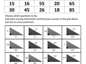 Bingo Practice Pythagoras