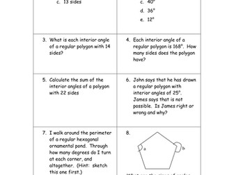 Interior and Exterior Angles of Polygons