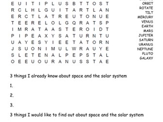 Space topic starter page