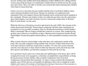 Changing attitudes to the roles of men and women