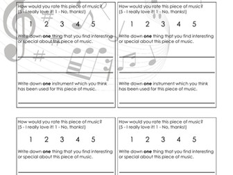 General Listening & Appraising Sheet (4 songs/pg)