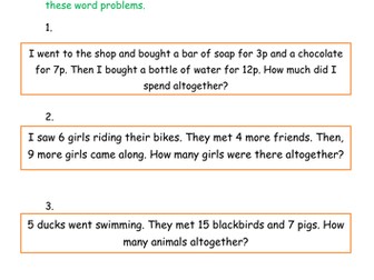 Simple word problems.