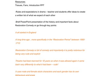 Restoration Comedy Scheme of Work