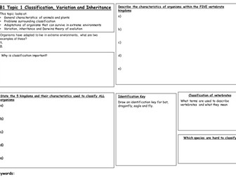 New edexcel 2011 B1 Revision summary mats