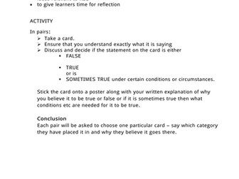 KS3 Statistics Statements - True Or False?