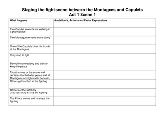 Romeo & Juliet: Staging the Fight Scene: Worksheet