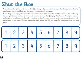 Shut the Box Maths Game