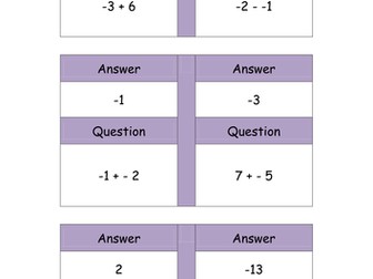 Adding and Subtracting Negatives Treasure Hunt