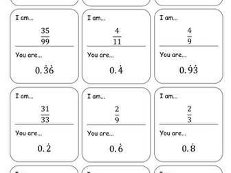 Recurring Decimal Loop Cards