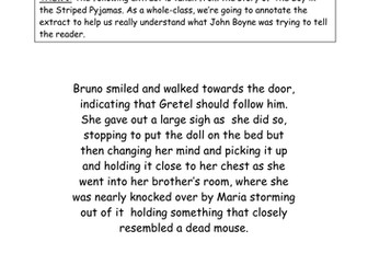 Boy in the Striped Pyjamas - Annotating Text