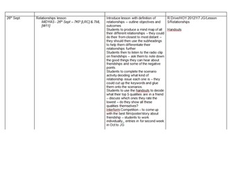 Relationships lesson
