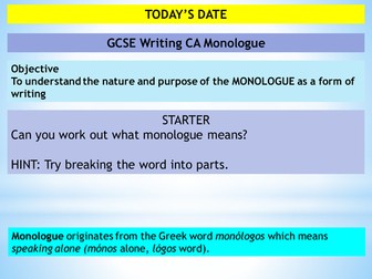 Of Mice and Men AQA 2014 CA Monologue Task