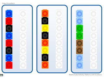 Copy the Maths Cube Patterns: 3 Colour