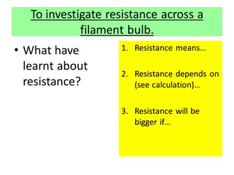Resistance in a filament bulb