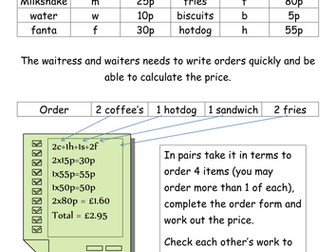 substitution & writing algebra activity