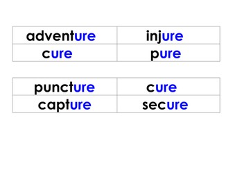 Bingo and Matching Pairs Game for 'ure' trigraph