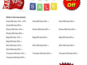 Percentage Worksheet (2)