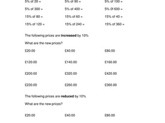 Percentage Worksheet (1)